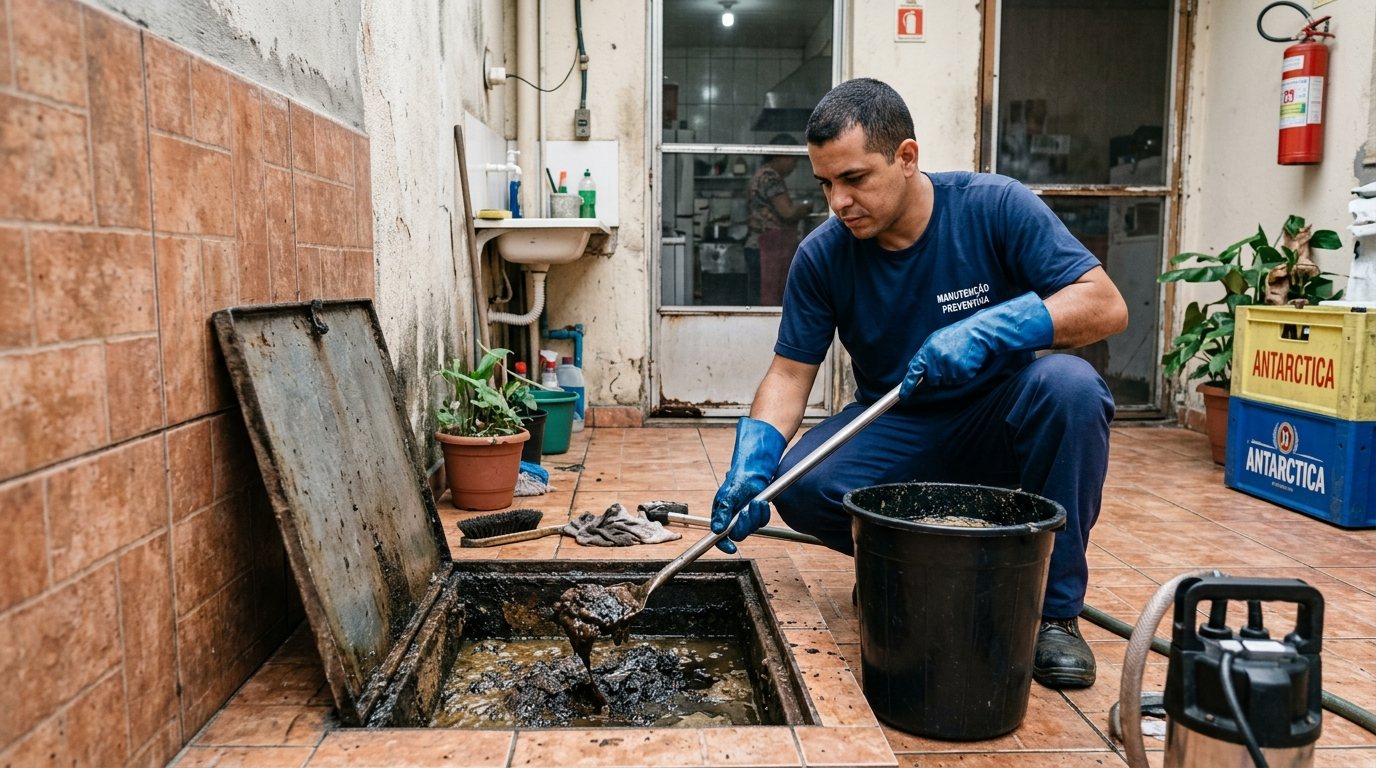 Limpeza de Caixa de Gordura com Equipe em Campo Grande‑MS